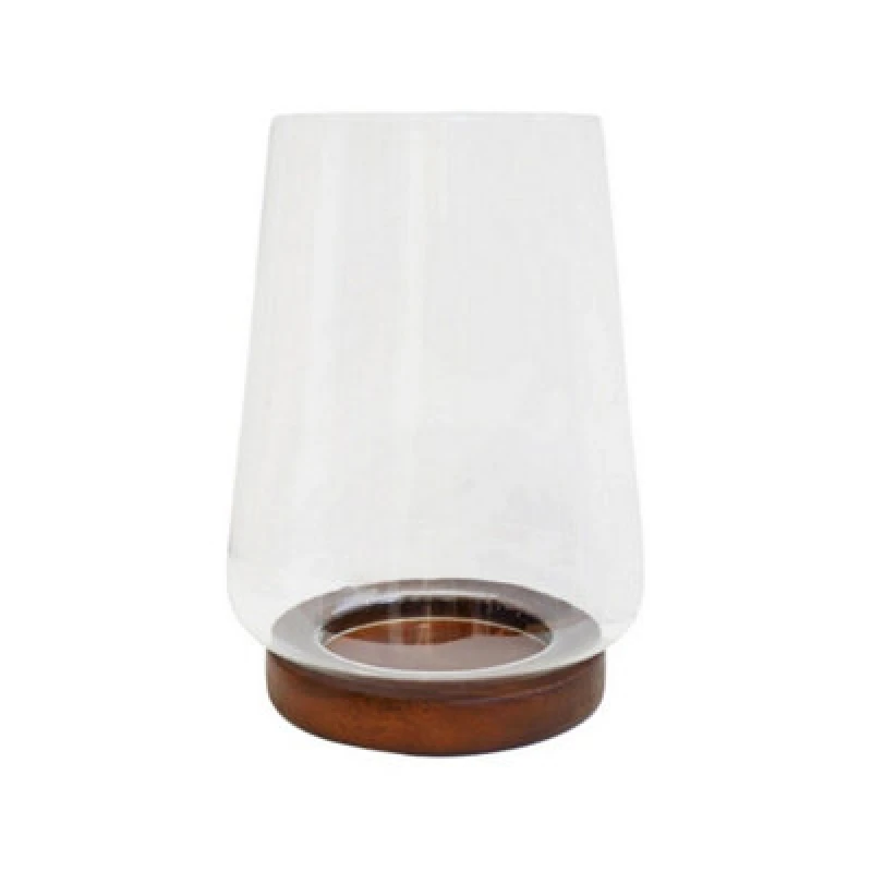 Image of Ivyline Harvey Tapered Dome Lantern - Walnut - L20 X W20 X H25.5cm - Brown