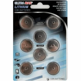 Image of Ultramax LITUMXB8 Assorted Lithium Coin Batteries Easy Pack (8 Pack - 2 x CR2016, 2 x CR2025, 4 x CR2032)