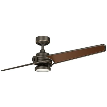 Image of Kichler Xety 2 Blade 142cm Ceiling Fan with LED Light Olde Bronze Remote Control - Elstead