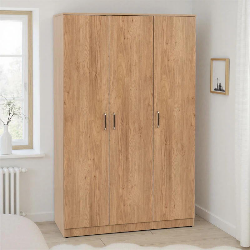 Image of Seconique Dakotia 3 Door Wardrobe in Light Oak Light Oak Unisex