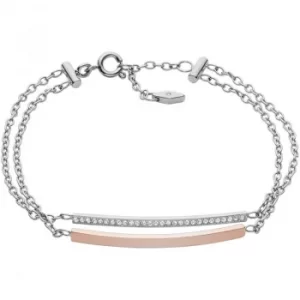 Image of Ladies Fossil Two-Tone Steel and Rose Plate Iconic Bracelet