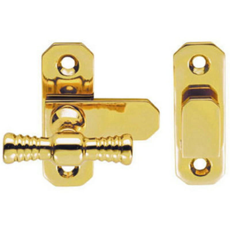 Image of Loops Window T Handle Fastener 57 x 19mm Polished Brass Cabinet Door Lock Metallics unisex