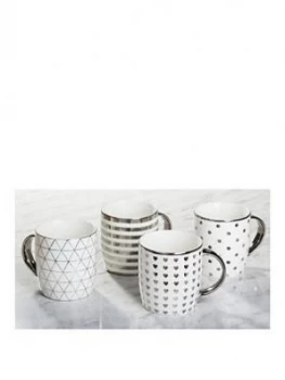 Image of Waterside Metallic Silver Mugs ; Set Of 4