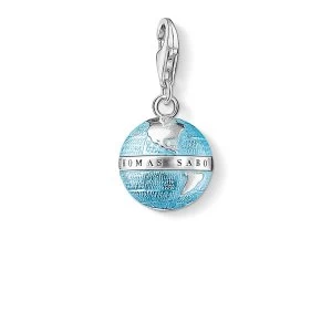 Image of Thomas Sabo Globe Charm Blue 925 Sterling Silver Cold Enamel Jewellery