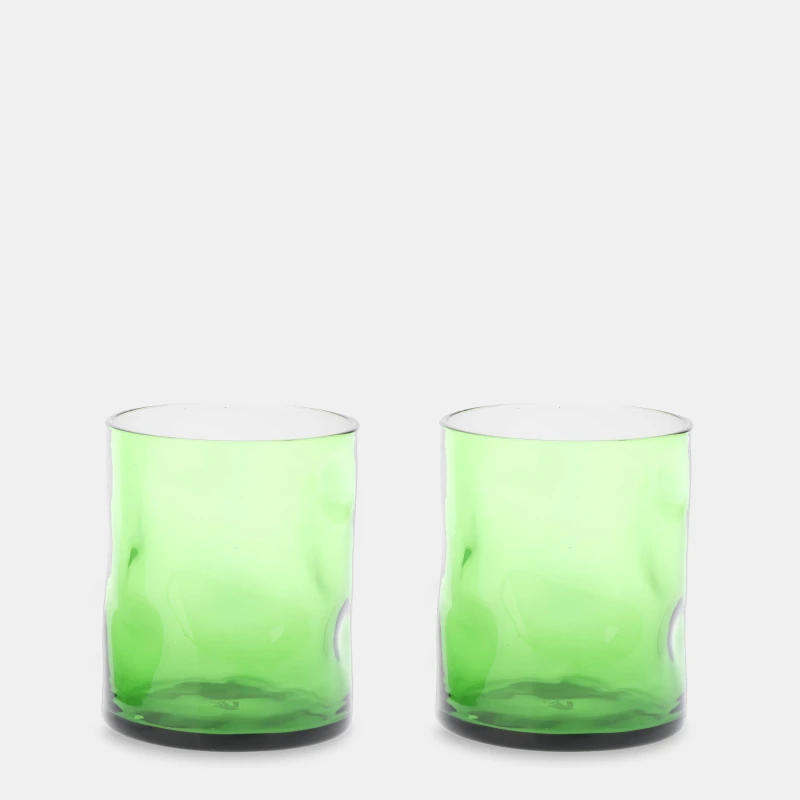 Image of Off White Crumple Cocktail Glasses Green Black unisex One Size