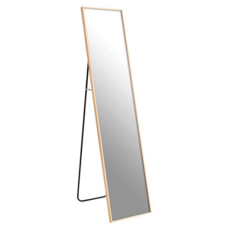 Image of Orsina Shiny Gold Floor Mirror With Rectangle Frame, Distinctive Decorative Styling Mirror, Modern Full Size Mirror