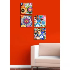 Image of 4P1919CS-1 Multicolor Decorative Canvas Wall Clock (4 Pieces)