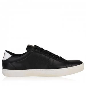 Image of PANTOFOLA D ORO Open Low Top Leather Trainers - BLACK/WHITE