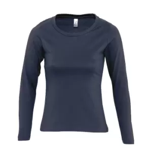 Image of SOLS Womens/Ladies Majestic Long Sleeve T-Shirt (XL) (Navy)