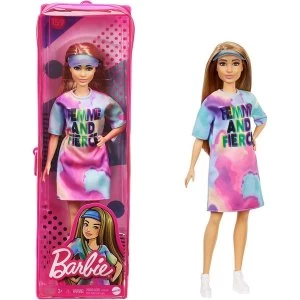 Image of Barbie Fashionistas Light Brown Hair With Tie-Dye T-Shirt Dress Doll