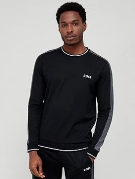 Image of BOSS Bodywear Tracksuit Lounge Sweatshirt - Black, Size L, Men