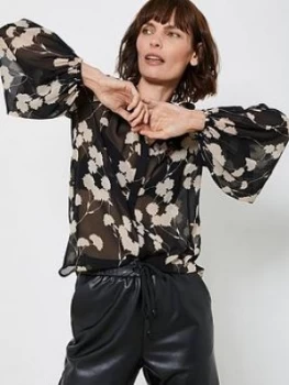 Image of Mint Velvet Mint Velvet Abi Print Lantern Sleeve Blouse