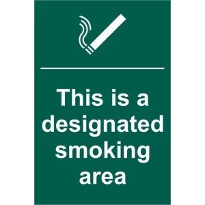 Image of ASEC This Is A Designated Smoking Area 200mm x 300mm PVC Self Adhesive Sign