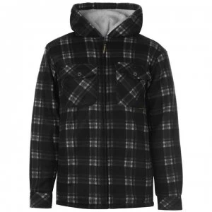 Image of Dunlop Full Zip Checked Hoodie Mens - Black
