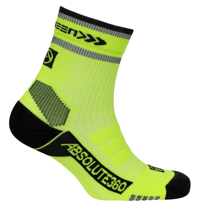 Image of Absolute360 Absolute360 Be Seen Performance Running Socks Quarter - Neon Yellow / L