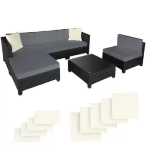 Image of Tectake Rattan Corner Sofa Set With Aluminium Frame - Black/Grey