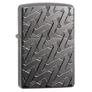 Image of Zippo Armor High Polish Black Ice PL24095 Geometric Weave Design windproof lighter