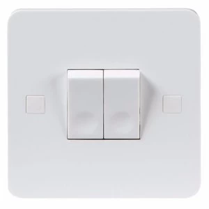 Image of KnightsBridge Pure 4mm 10A White 2G Twin 2 Way 230V Electric Wall Plate Switch