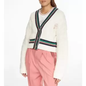 Image of Chunky Knit Cropped Cardigan with Button Fastening