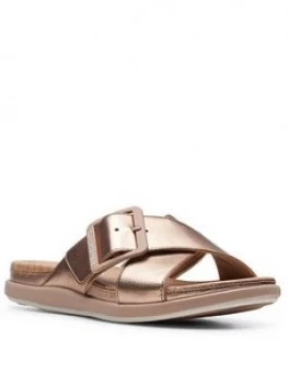 Image of Clarks Step June Shell Flat Sandal - Rose Gold