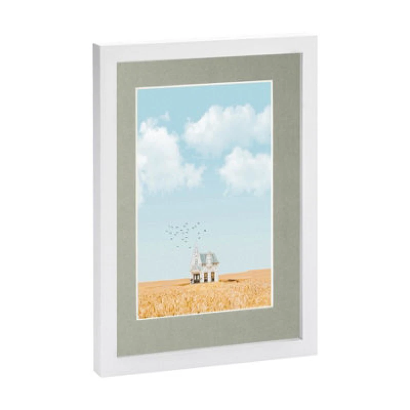 Image of Nicola Spring Photo Frame With A5 Mount - A4 (8" X 12") - White/grey