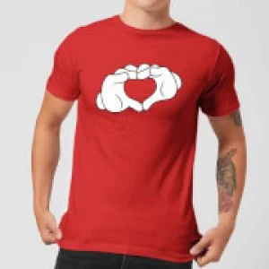 Image of Disney Mickey Heart Hands Mens T-Shirt - Red - S