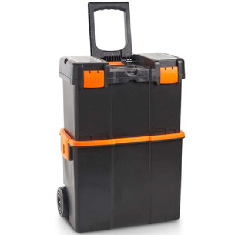 Image of Vonhaus Tool Box On Wheels With Stackable Boxes For Easy Organisation, Secure Rolling Tool Box With Lockable Cover