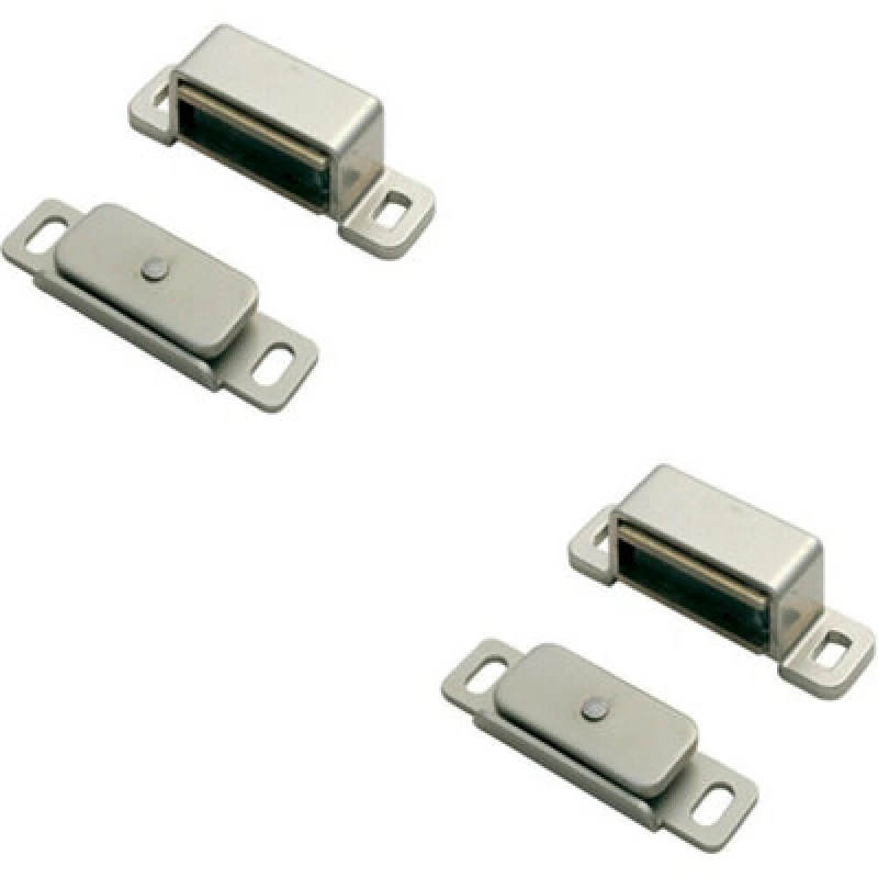 Image of Loops 2x Magnetic Cupboard Door Catch 37mm Fixing Centres 6kg Pull Nickel Plated Metallics unisex