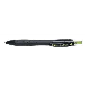 Image of Bic ReAction Ballpoint Pen Retractable Full-barrel Grip 1.0mm Reactive Tip 0.4mm Line Black Pack of 12 Pens