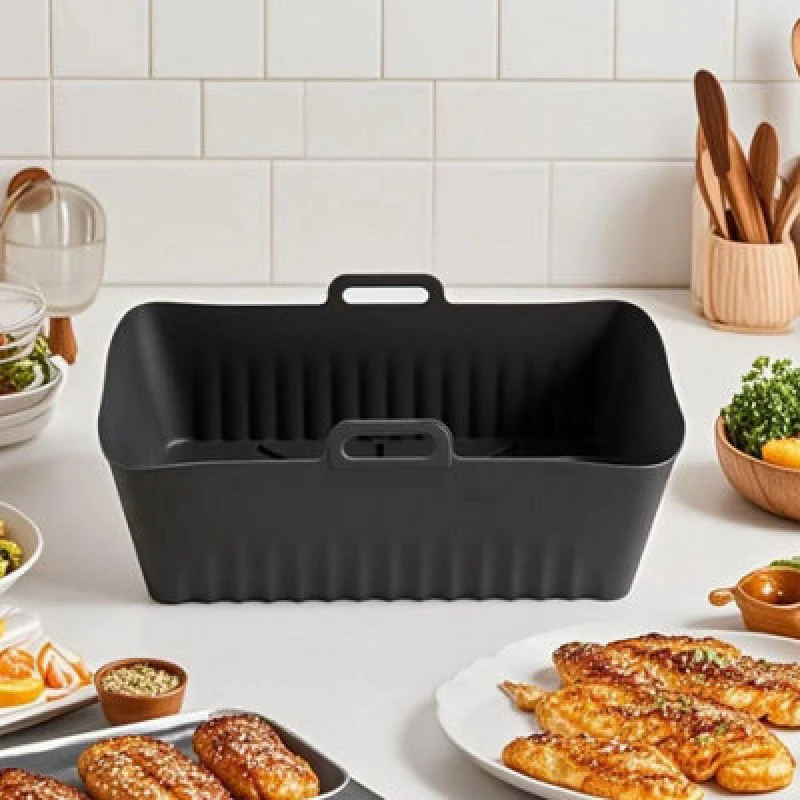 Image of Home Source 2-Pack Reusable Silicone Air Fryer Liners 22 X 14Cm Non-Stick Eco-Friendly Fits Ninja Dual Zone Af300Uk Af400Uk