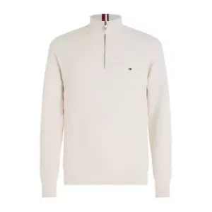 Image of Tommy Hilfiger Spring Grid Zip Mock - White