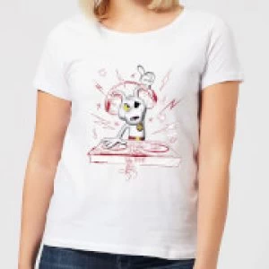 Image of Danger Mouse DJ Womens T-Shirt - White