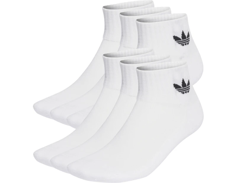 Image of Adidas Mid Ankle Crew Socks 6 Pack White Black, M