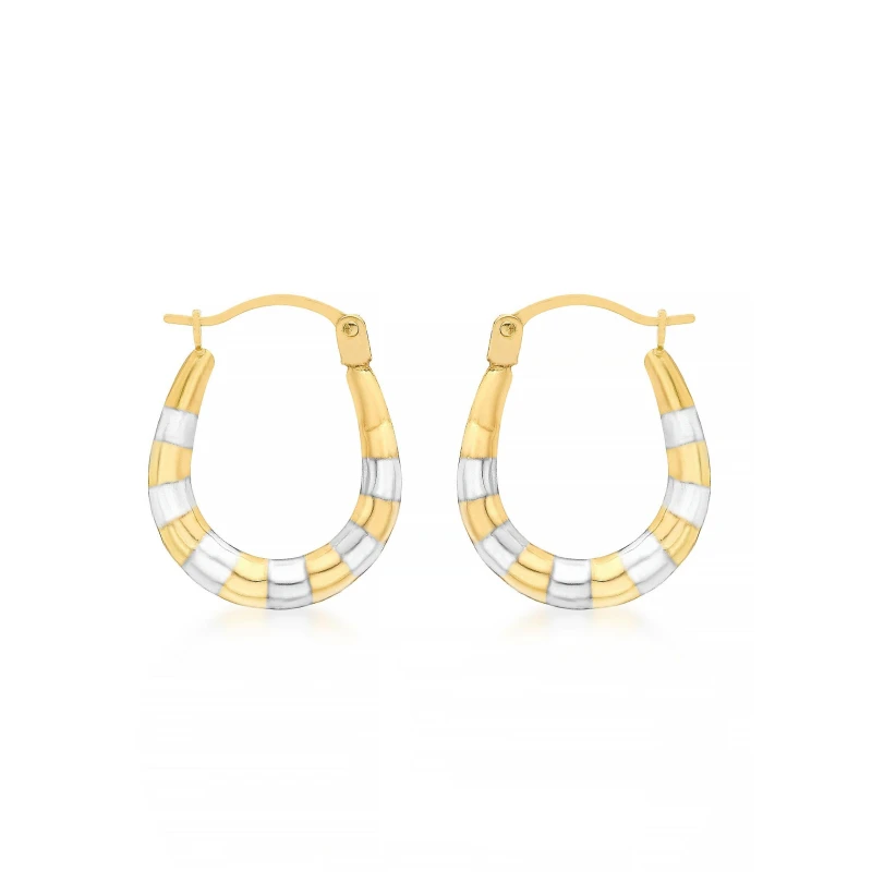 Image of Be You 9ct Gold 2-Colour Stripped Hoops Gold female One Size