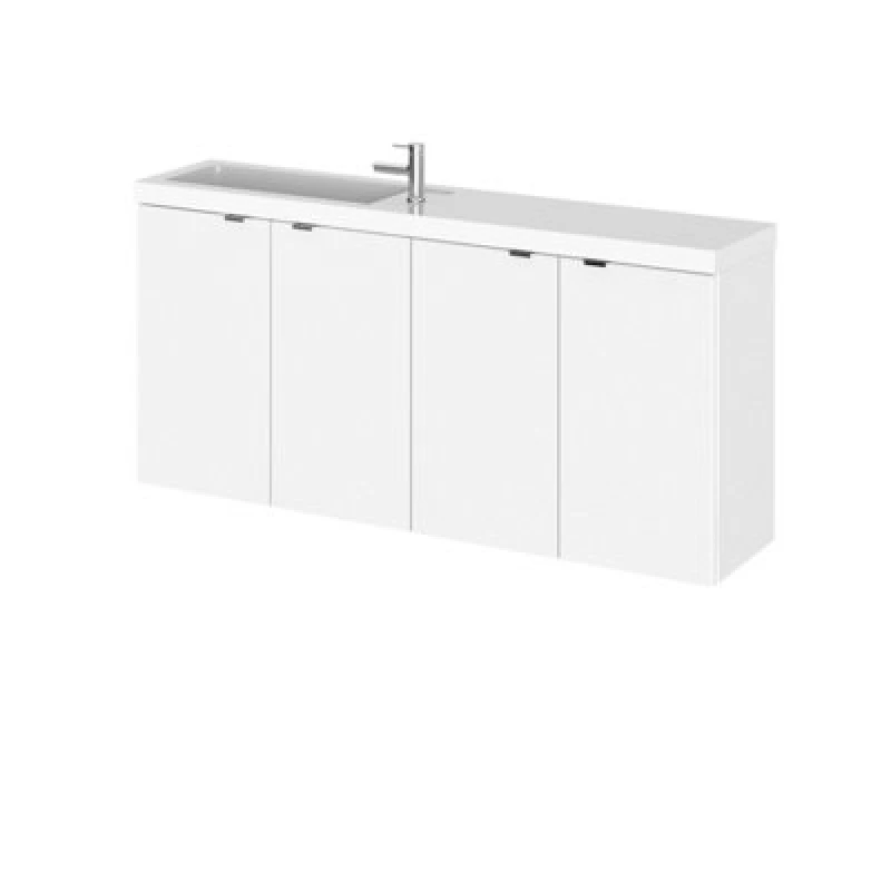 Image of Hudson Reed Fusion Vanity Unit & Basin Compact, Bathroom Sink Vanity Unit, Gloss White, 1200mm