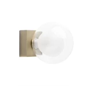 Image of Perla Bathroom Antique Brass Globe Wall Light 1x g9