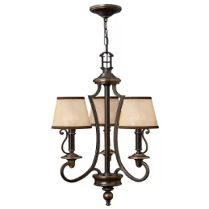 Image of Plymouth Multi Arm Chandelier 3 Light Olde Bronze Finish, E14