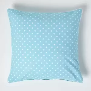 Image of Cotton Blue Polka Dots Cushion Cover, 60 x 60cm - Blue - Homescapes