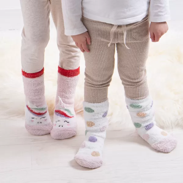 Image of totes Pack of 2 Toasties Kids Super Soft Slipper Unicorn Socks MultiColoured