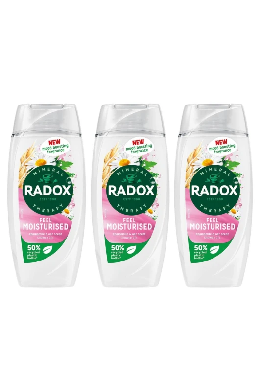 Image of Radox 'Shower Gel' Feel Moisturised with chamomile & oat, 3 x 225ml White female