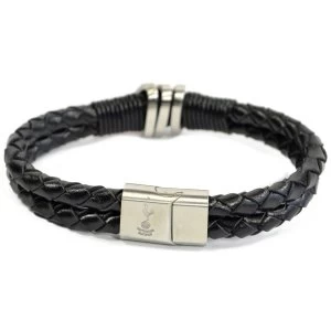 Image of Spurs Leather Double Plait Stainless Steel Boxed Bracelet