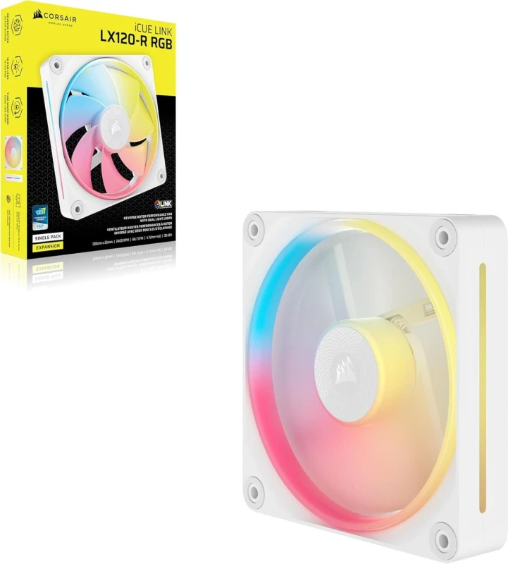 Image of CORSAIR LX120-R RGB 120mm PWM Reverse Fan - White