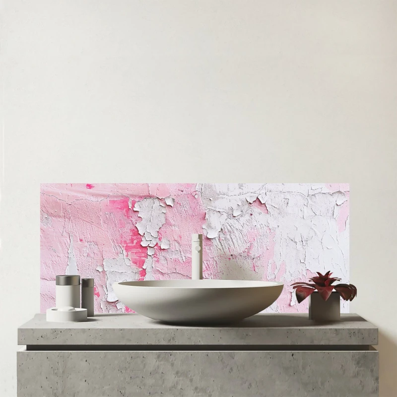 Image of Warren Reed - Designer Light Pink Textured Effect Glass Bathroom Splashback Pink Unisex