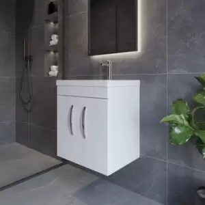 Image of Nuie - Athena Wall Hung 2-Door Vanity Unit with Basin-2 500mm Wide - Gloss White