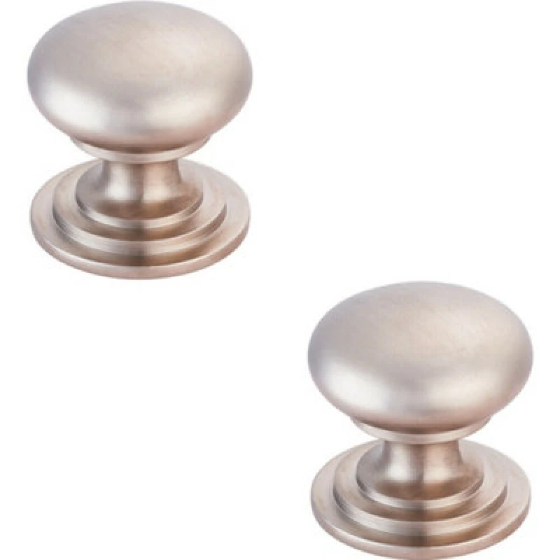 Image of Loops 2x Victorian Round Cupboard Door Knob 38mm Dia Satin Nickel Cabinet Handle Metallics unisex