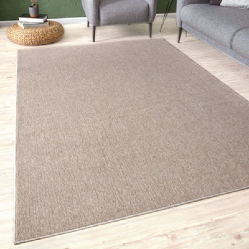 Image of The Rugs Solid Design Low Pile Living Room Rugs In Beige Flex Collection 1000Be