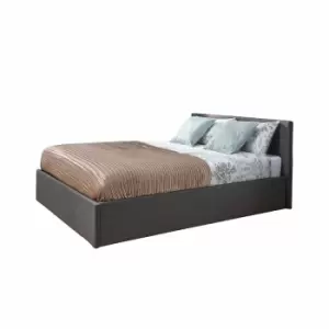 Image of End Lift King Ottoman Bed Silver Hopsack Fabric