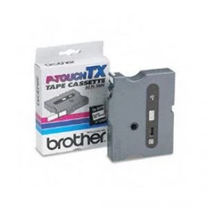 Image of Brother Tx355 White On Black 24mm X 15m Gloss Tape