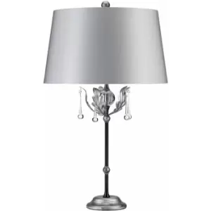 Image of Table Lamp Handmade with Glass Drops Silver Shade Black Silver LED E27 60W