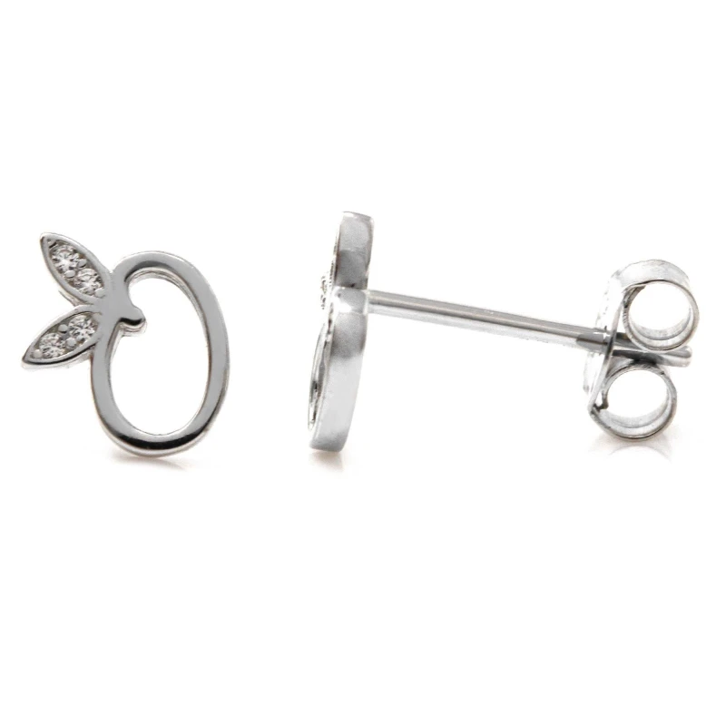 Image of Say It With Winged Initial Earring Pair - Sterling Silver - O Silver Unisex One Size